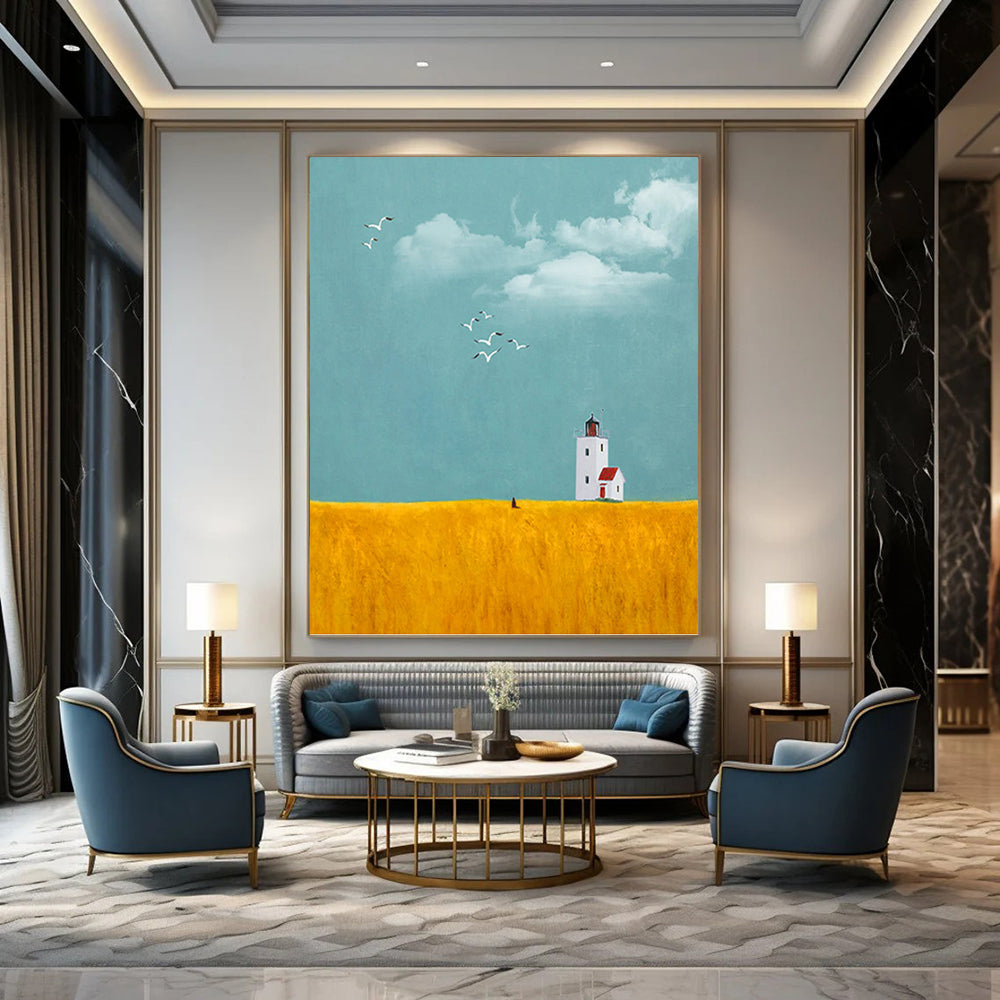 Large - Sized Stylish Hand - Painted Textured Abstract Art on Canvas for Bar & Hotel DKH1429