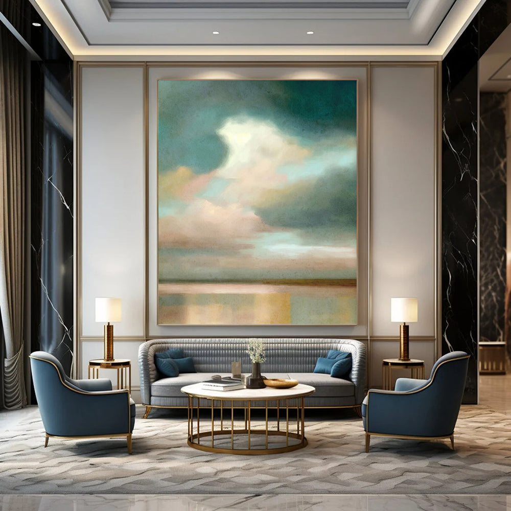 Majestic Hand - Painted Textured Abstract Art on Canvas for Hotel & Entryway DKH1357