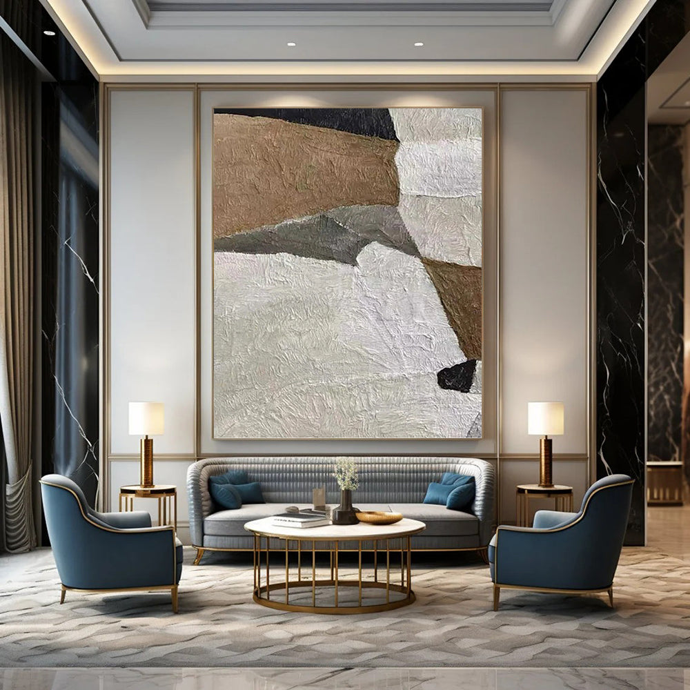 Designer - Driven Beauty: Hand - Crafted Textured Canvas Painting for Dining Room & Hallway DKH1140