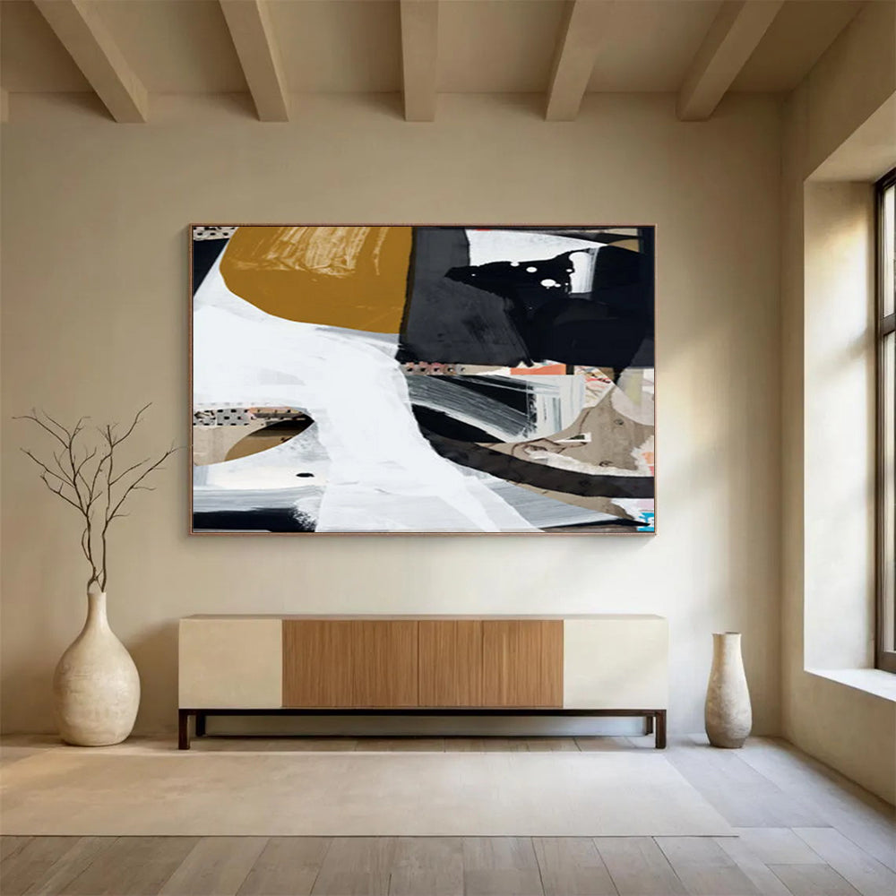 Mixed Media Abstract Collage - Large Modern Entryway Statement DLZ127