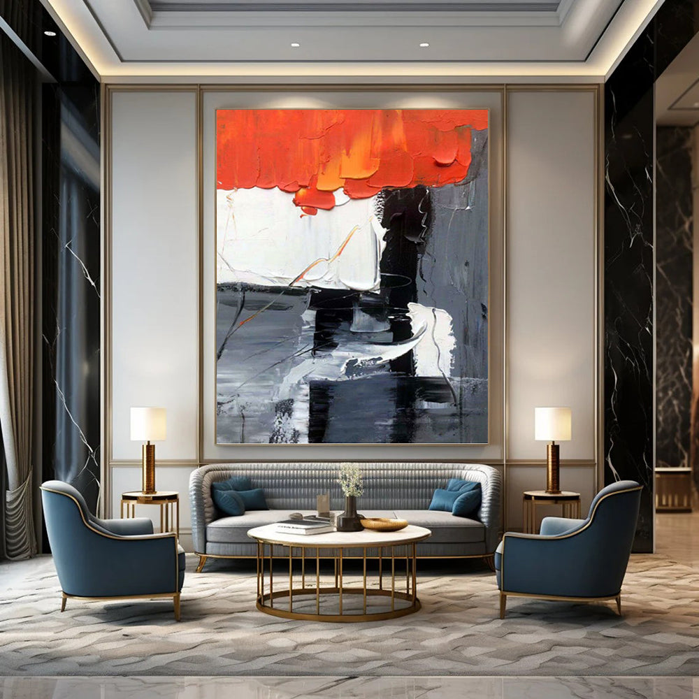 Oversized Custom - Rendered Textured Canvas Abstract for Dining Room & Hallway DKH1058
