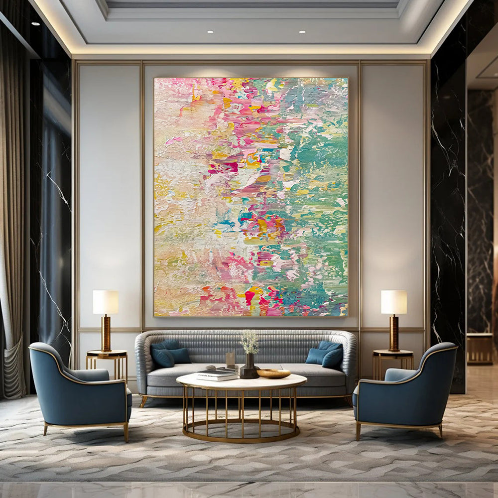 Vertical Hand - Painted Textured Custom Abstract Art for Dining Room and Hallway DKH1683