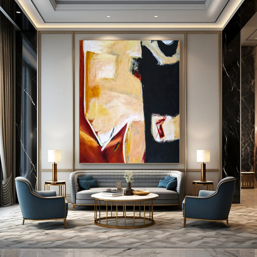 Breathtaking Custom - Crafted Textured Canvas Abstract for Hotel Lobby & Bedroom DKH1090