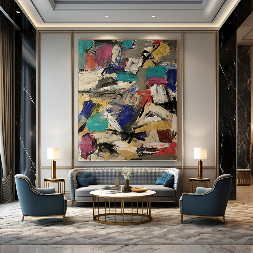 Vast Hand - Painted Custom Textured Canvas Abstract for Bar & Hotel Lobby DKH1039
