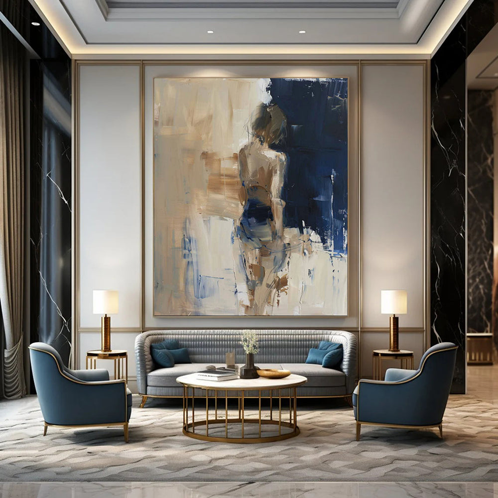 Large-Scale Custom Hand-Painted Abstract Art for Hallway & Hotel LargeART1830