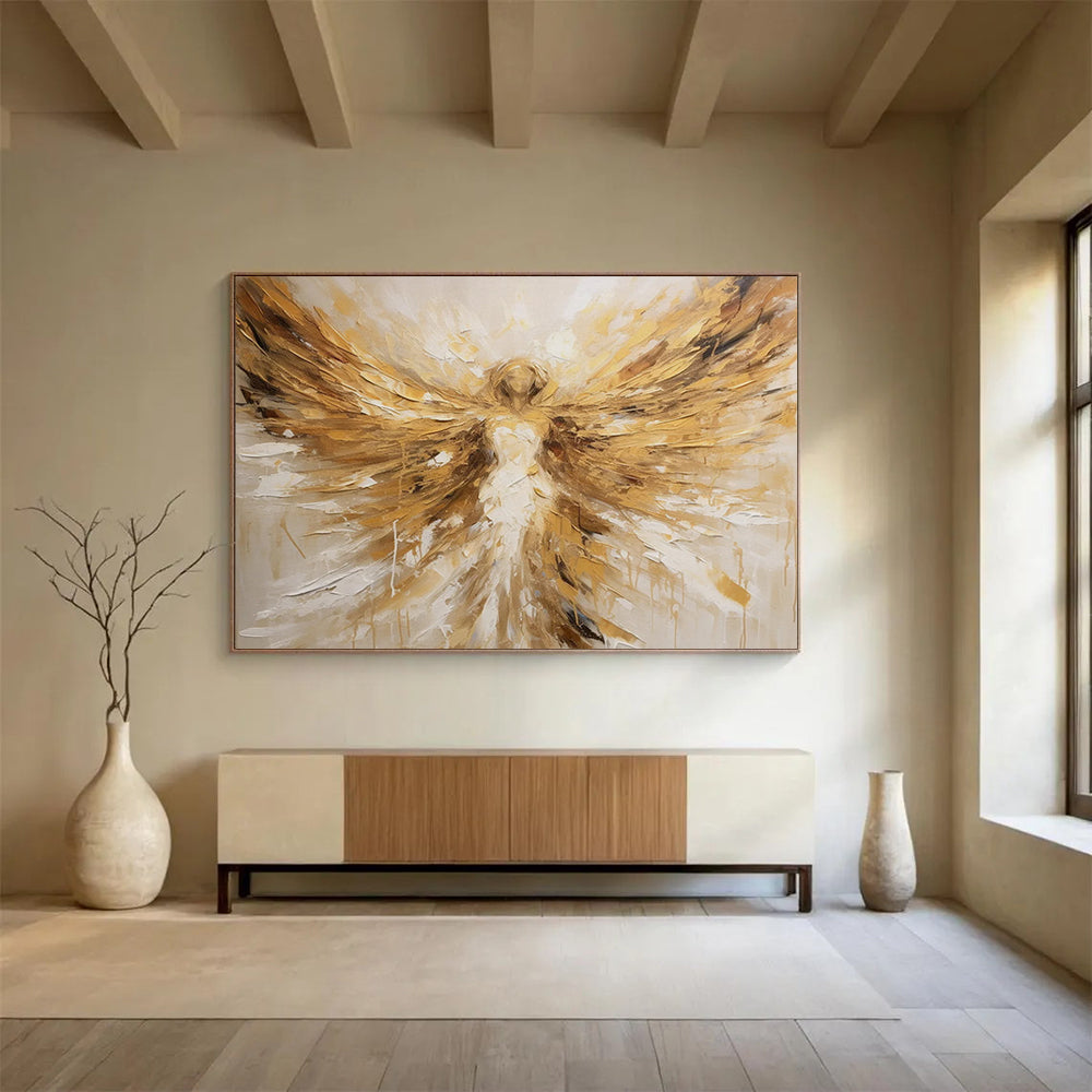 Golden Angel Wings - Inspirational Living Room Art DLZ082
