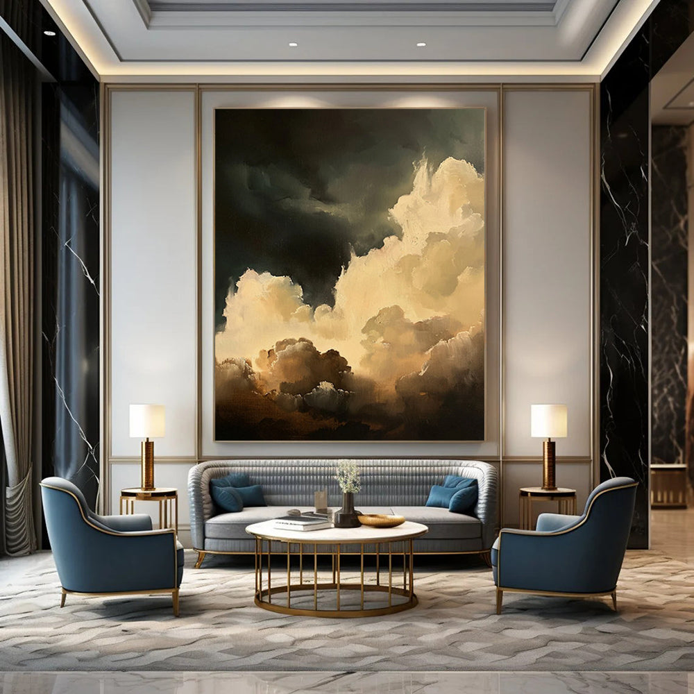 Grand - Sized Hand - Painted Textured Custom Abstract Gemstone for Bar and Living Room DTP022