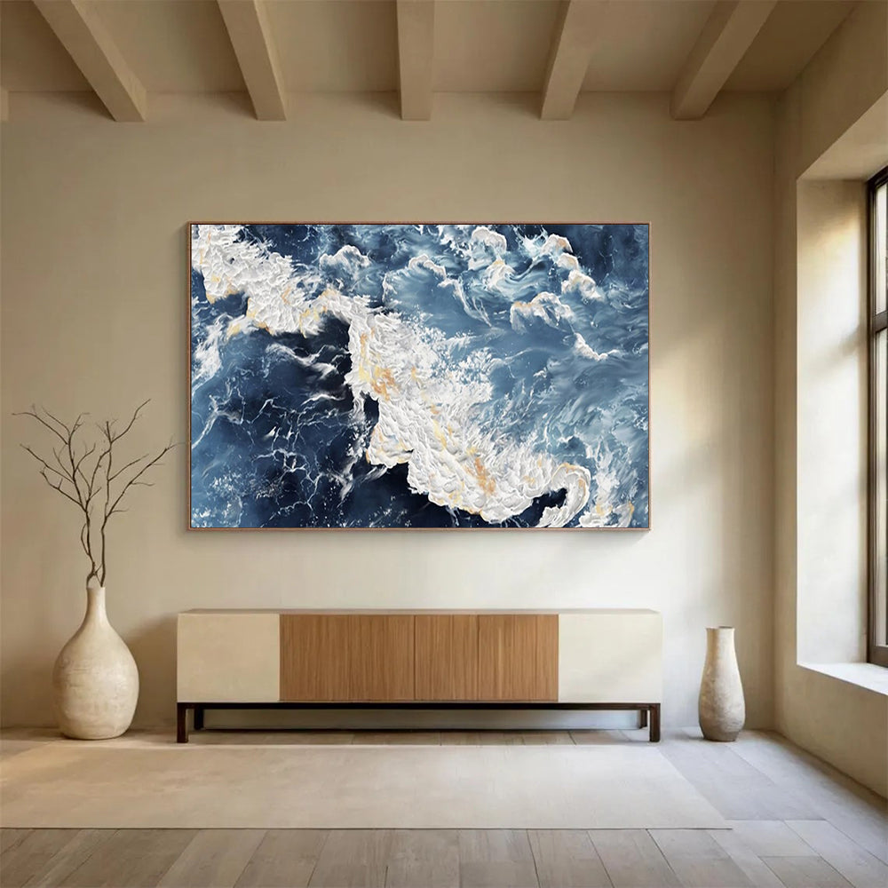 Vast-Sized Hand-Painted Abstract Canvases for Hotel & Entryway LargeART1528