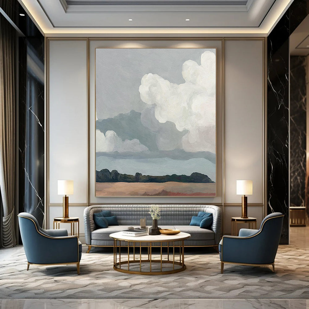 Large - Format Hand - Painted Textured Custom Abstract Painting, for Dining Room and Living Room DKH1463