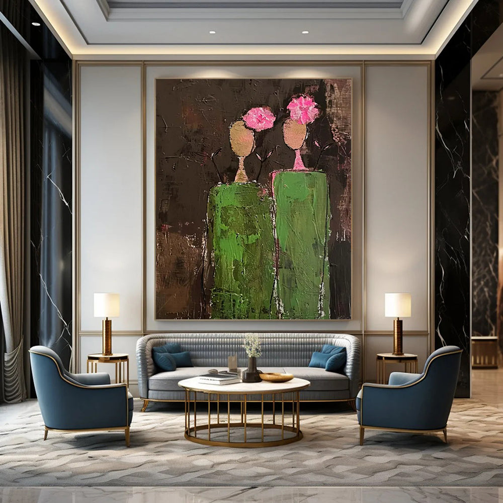 Vast - Proportioned Hand - Painted Custom Abstract Creation for Living Room and Hotel DTP080