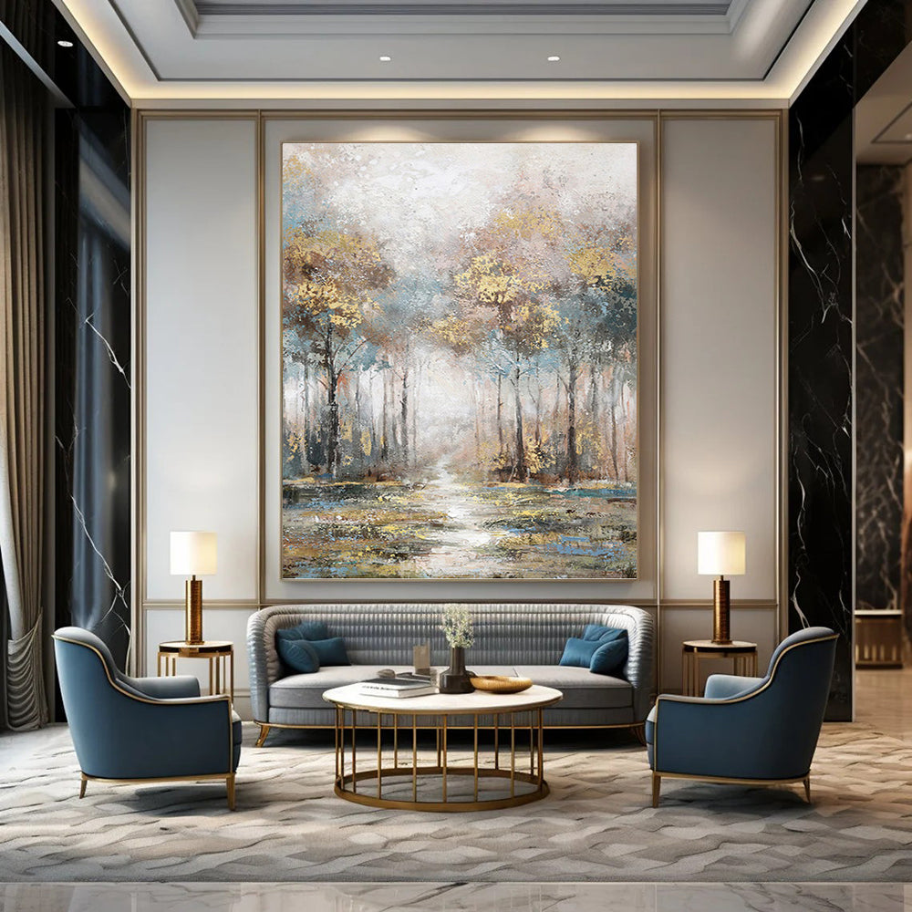 Large - Sized Magical Hand - Painted Textured Abstract on Canvas for Bedroom & Entryway DKH1433