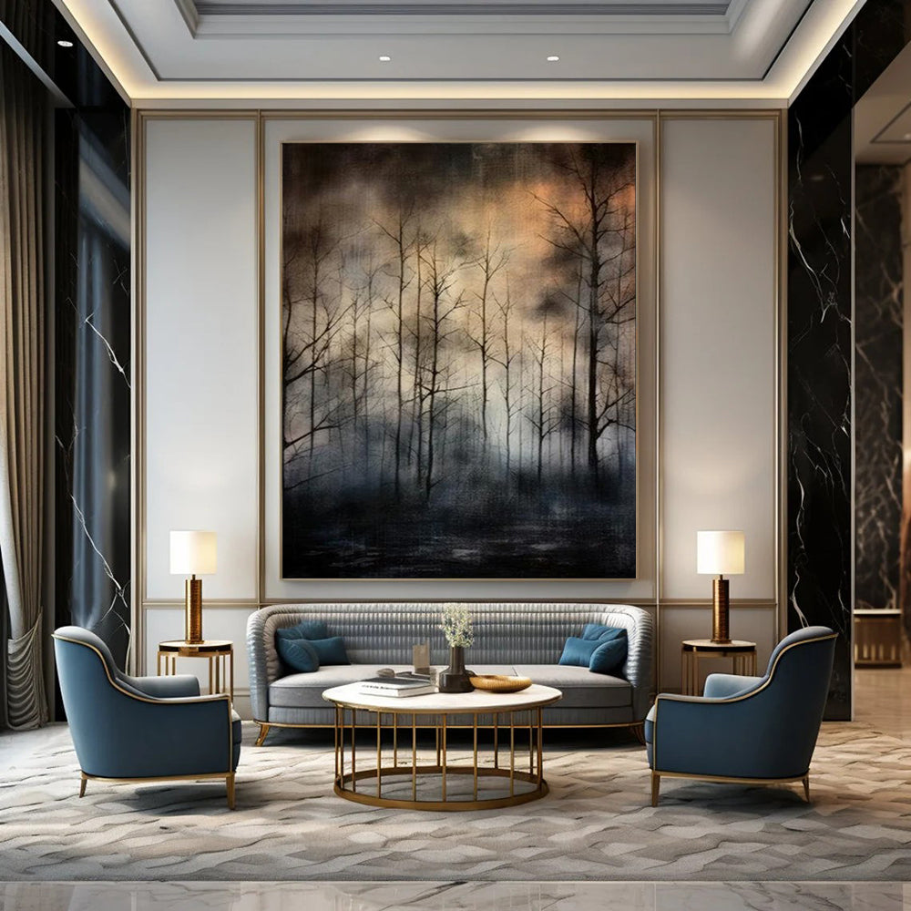 Custom Hand-Painted Abstract Mural for Office & Hotel LargeART1913