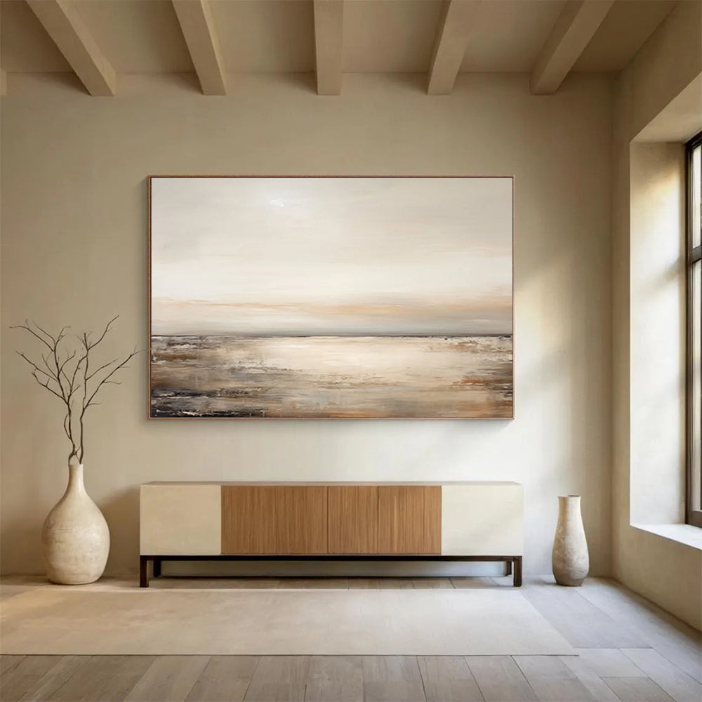 Neutral Coastal Sunset - Calm Bedroom Wall Art DLZ102