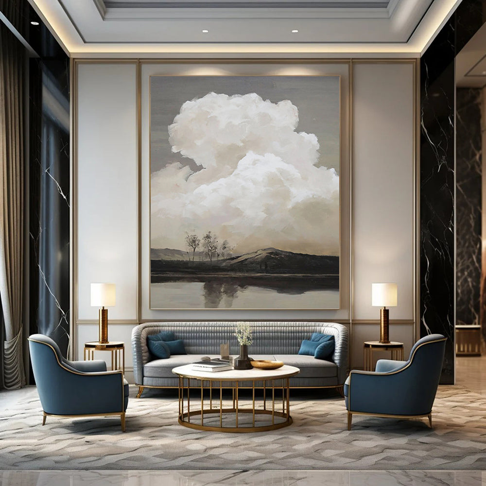 Large - Format Hand - Painted Textured Custom Abstract Work, for Decorating Bedroom and Dining Room DKH1439
