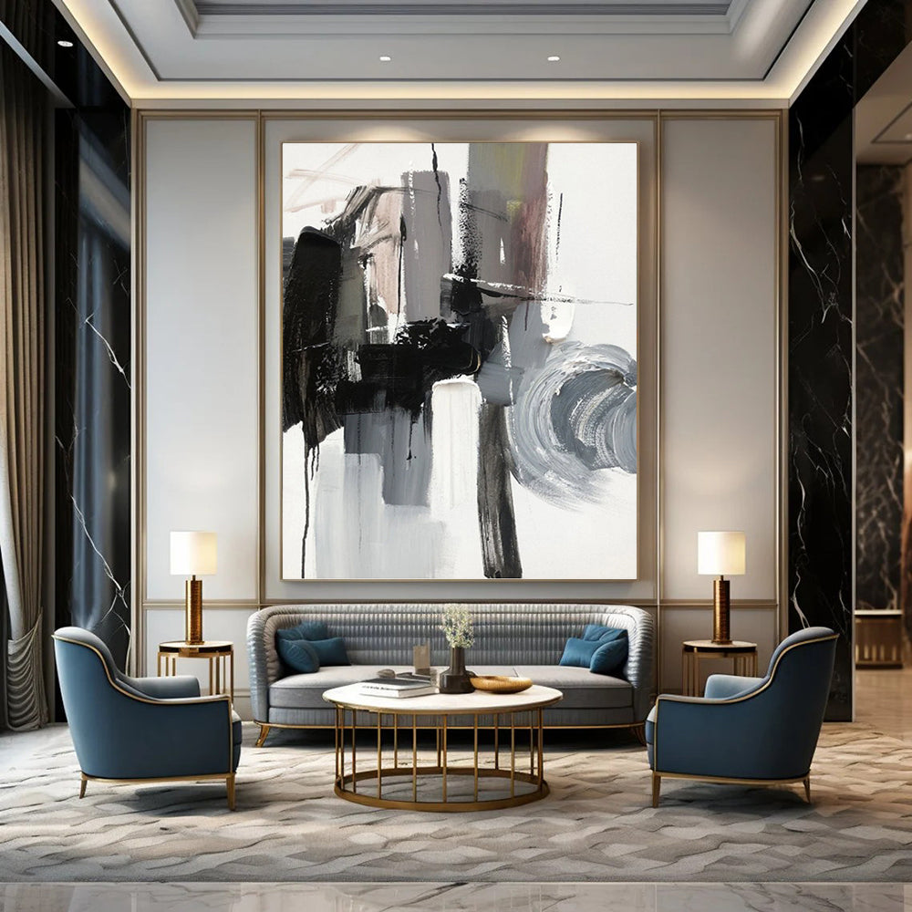Dramatic Hand - Painted Textured Abstract Canvas for Hallway & Bar DKH1271