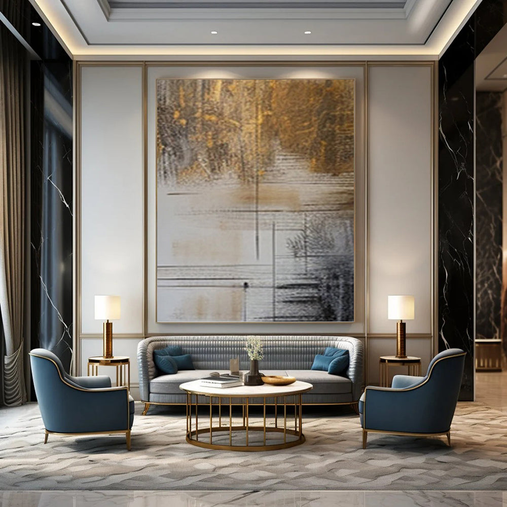 Large - Scale Hand - Painted Custom Textured Abstract Art for Bedroom & Living Room DKH0980