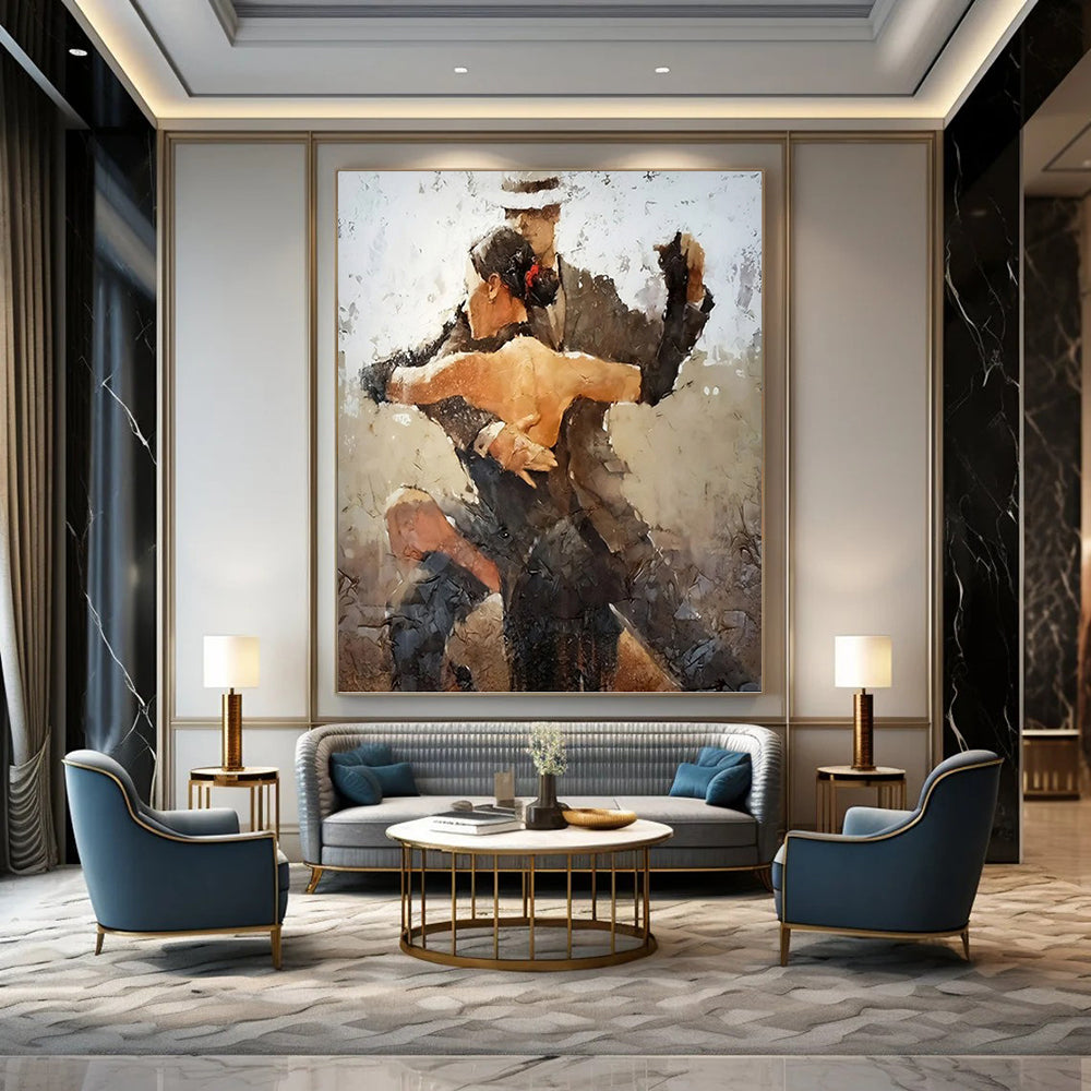 Vertical Hand - Painted Custom Abstract Artwork for Dining Room and Entryway DKH1636