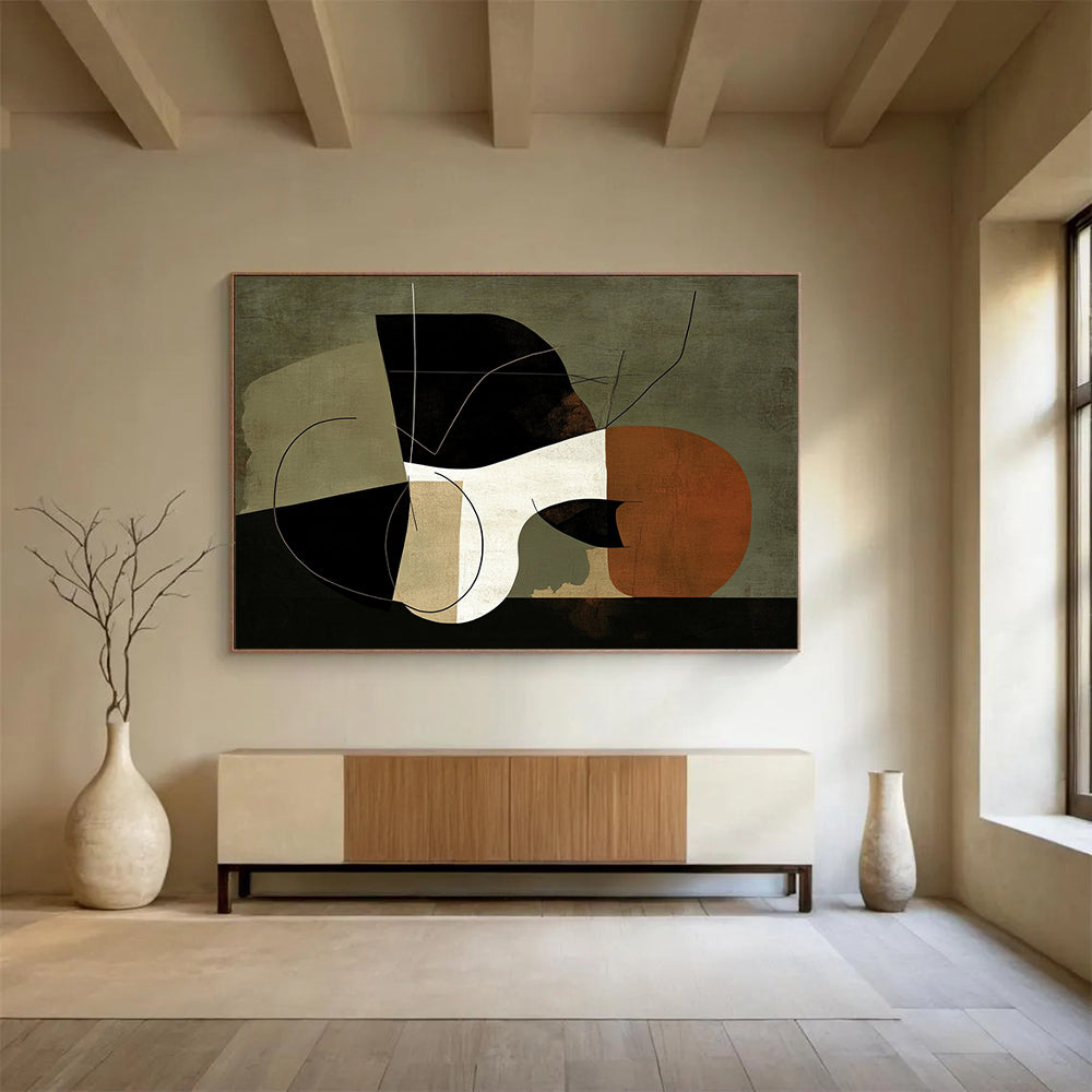 “Abstract Shapes Fusion” - Earthy Tones, Geometric Shapes and Lines - Abstract Acrylic Painting HB1750