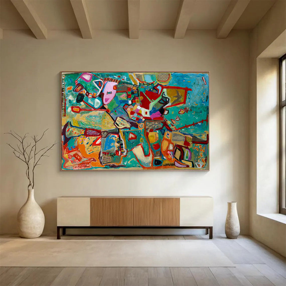 Colorful Abstract Collage - Bold Modern Living Room Focal Point DLZ233