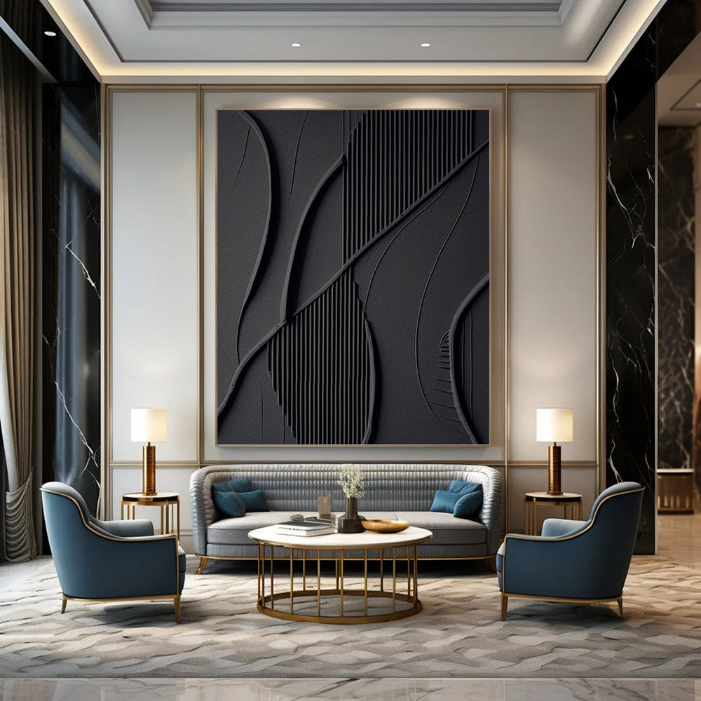 Grand - Sized Hand - Painted Textured Custom Abstract Canvas, Perfect for Dining Room and Living Room DKH1465