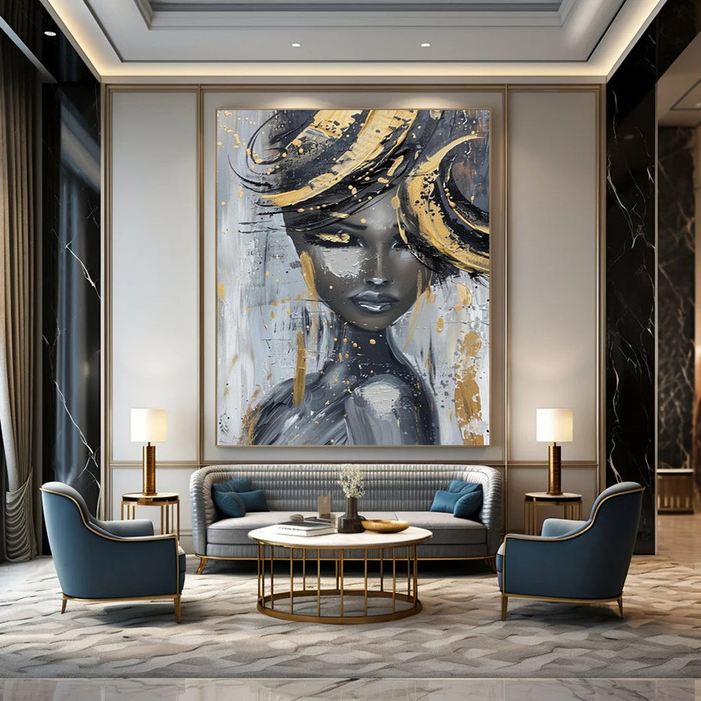 Gigantic Hand-Painted Abstract Wall Murals for Dining Room & Library LargeART2196