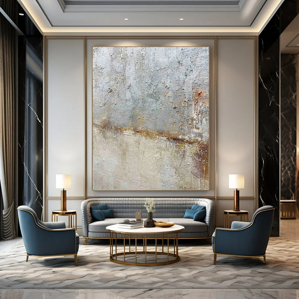 Enormous - Sized Hand - Painted Textured Custom Abstract Ode, for Living Room and Entryway DKH1508