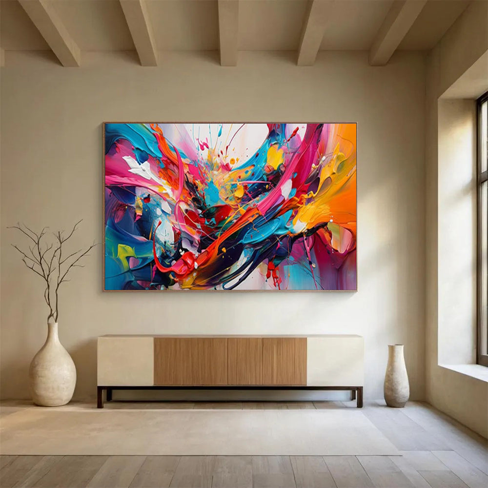 Large - Format Textured Hand - Painted Abstract Painting for Decor Upgrades DKH690