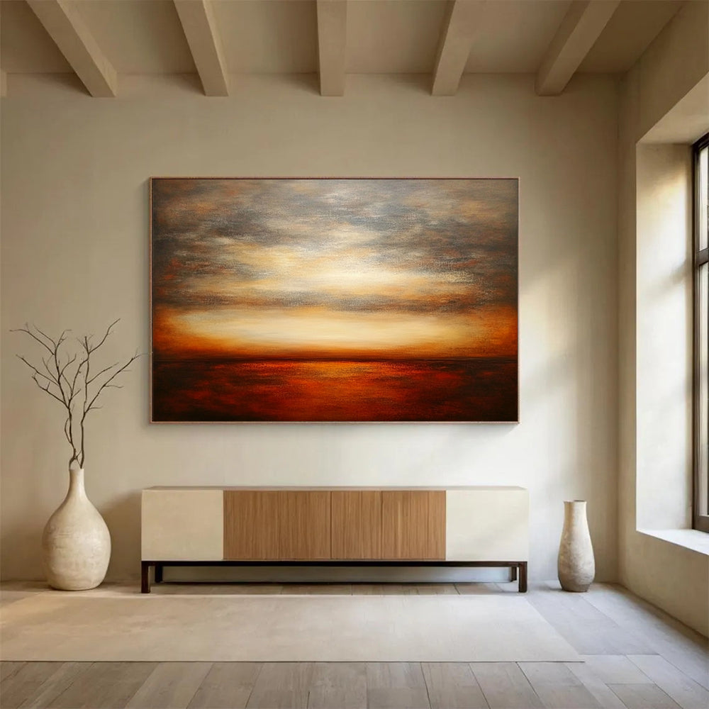 “Warm - Toned Sunset Sea” - Impressionist Landscape Painting HB0534