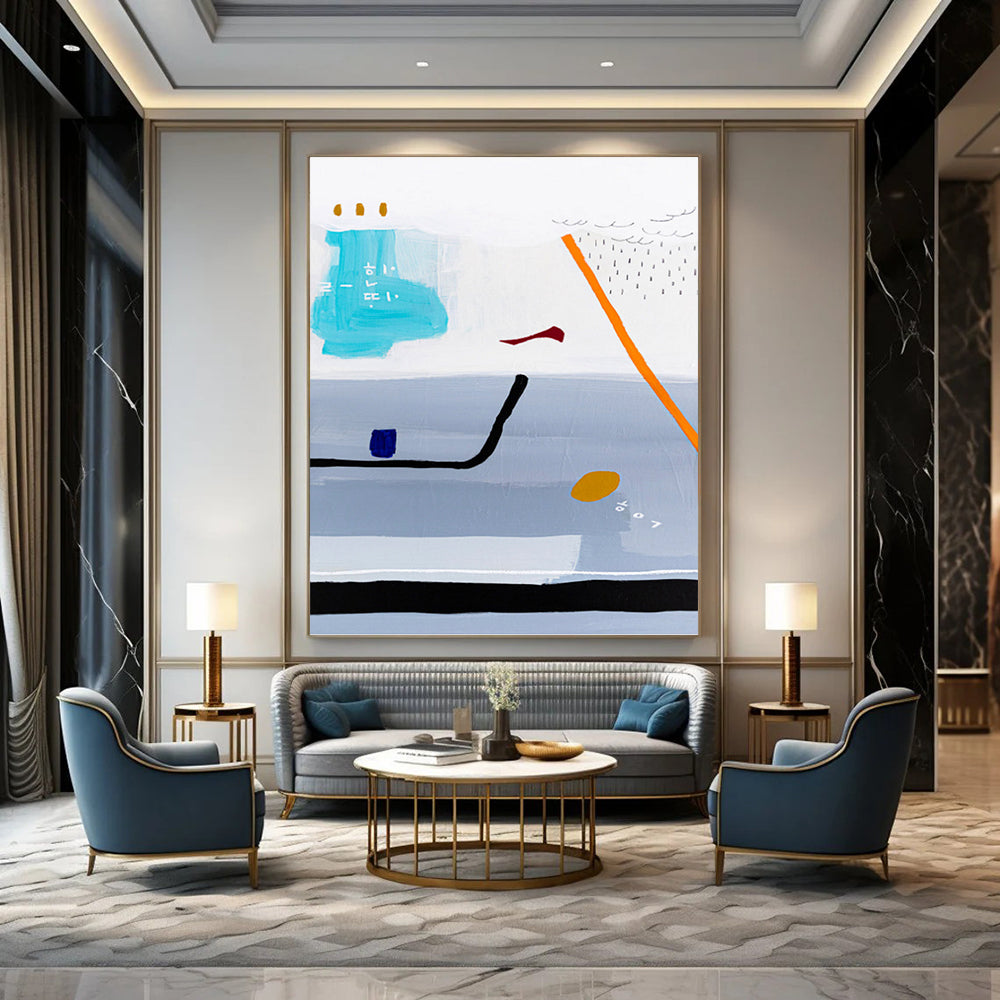 Elegant Hand - Painted Textured Canvas Mural for Hotel Suite & Entryway DKH1098