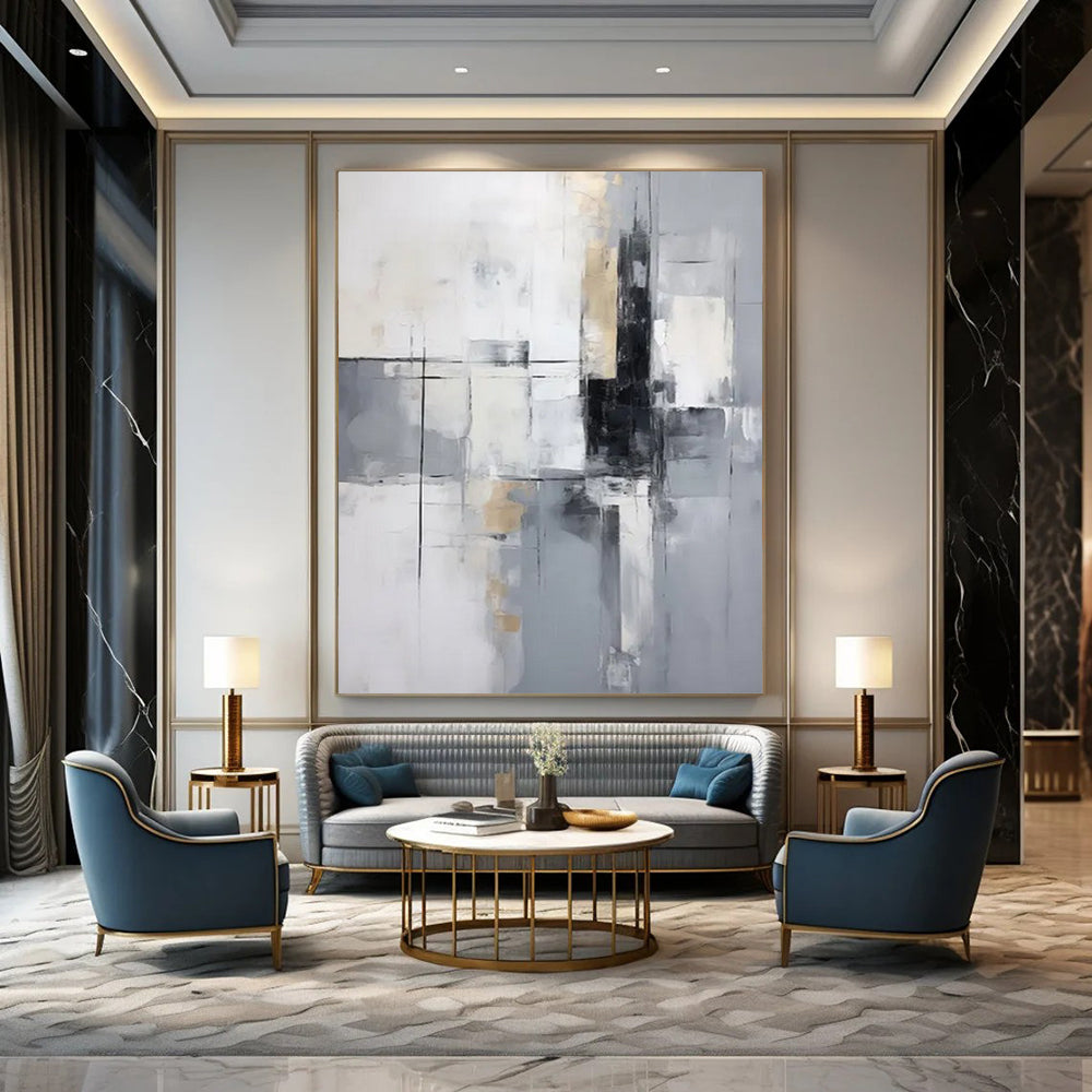 Textured Horizons: Grand Custom Abstract Work for Entryway and Hotel DTP138