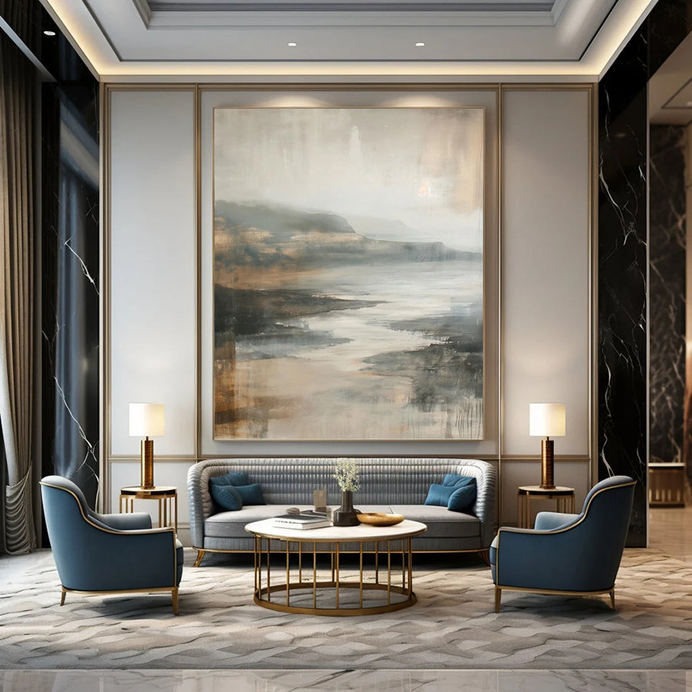 Hand - Painted Custom Textured Abstract Painting for Living Room & Dining Room DKH1001
