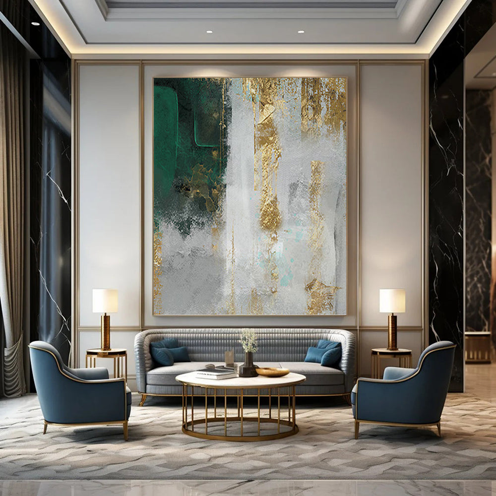 Supersized - Format Hand - Painted Textured Custom Abstract Madrigal, for Living Room and Entryway DKH1518
