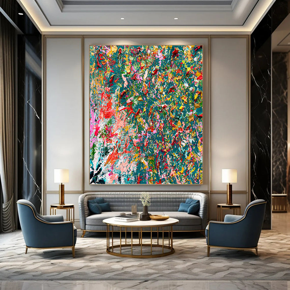 Custom Vertical Hand - Painted Large Abstract Canvas for Bedroom and Hotel DKH1682
