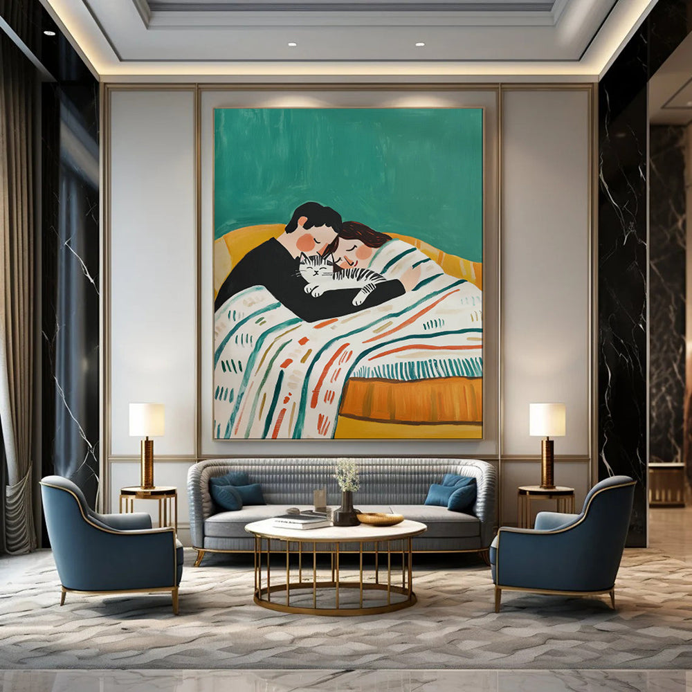 Whimsical & Charming Abstract Canvas Art for Bedroom & Living Room LargeART2043