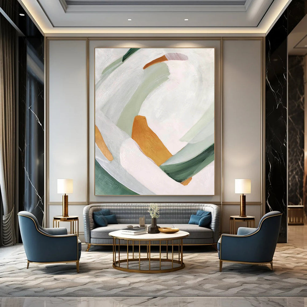 Custom Hand-Painted Abstract Artworks: Big Sizes & Textured Styles for Bar & Hotel DTP257
