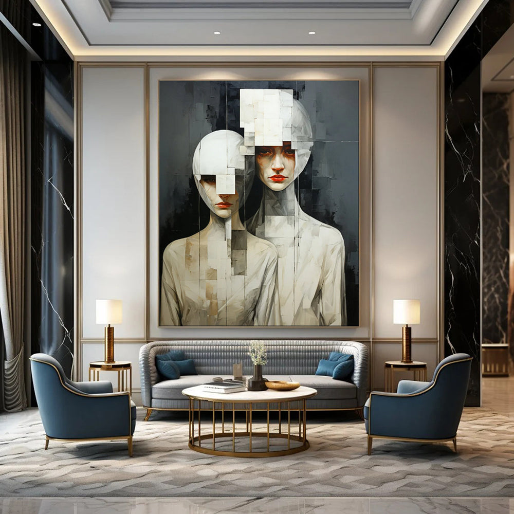 Custom Hand-Painted Abstract Painting for Office & Dining Room LargeART1895