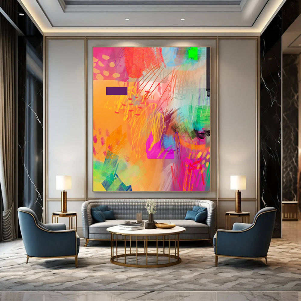 Textured & Rustic Hand-Painted Custom Abstract Painting for Office & Bar LargeART2004