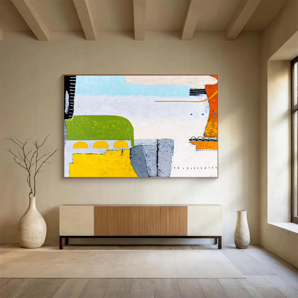 Large - Format Hand - Painted Abstract Painting for Entryway & Bedroom DKH545