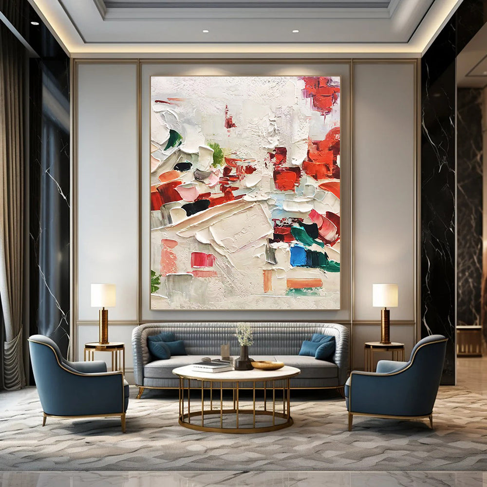 Large - Format Hand - Painted Custom Texture Canvas Abstract for Bedroom & Hallway DKH1044