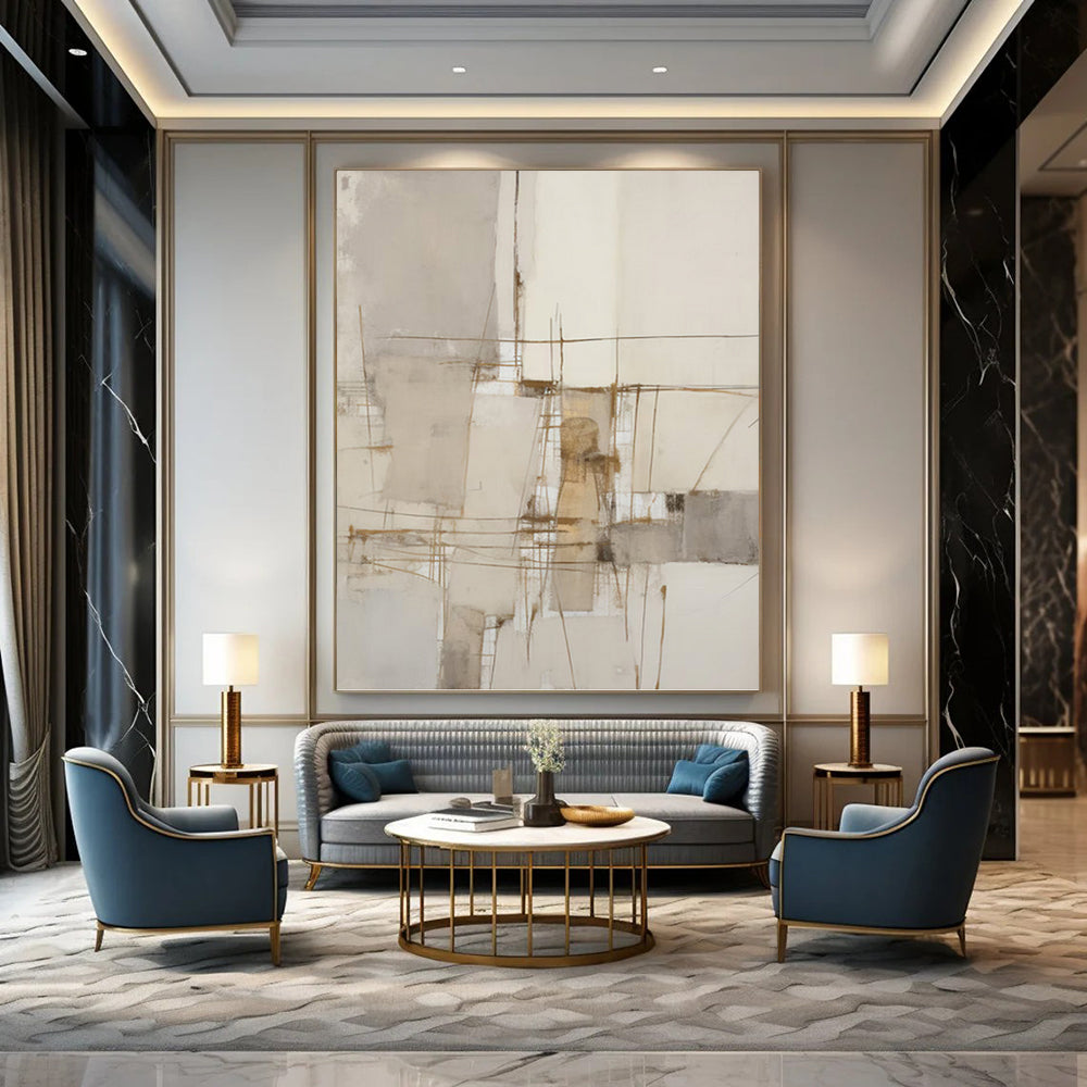 Enigmatic Hand - Painted Textured Abstract for Bedroom & Hallway DKH1309