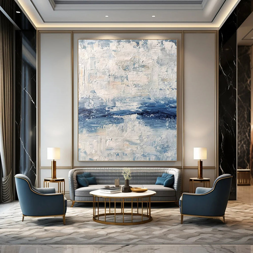 Supersized - Format Vertical Hand - Painted Textured Custom Abstract Madrigal, for Living Room and Entryway DKH1546