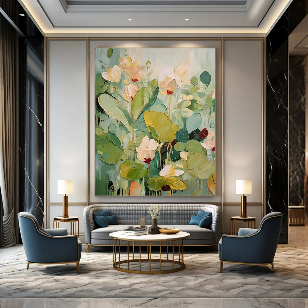 Hand-Painted Large Custom Abstract Art: Textured Details for Hotel & Hallway DTP319