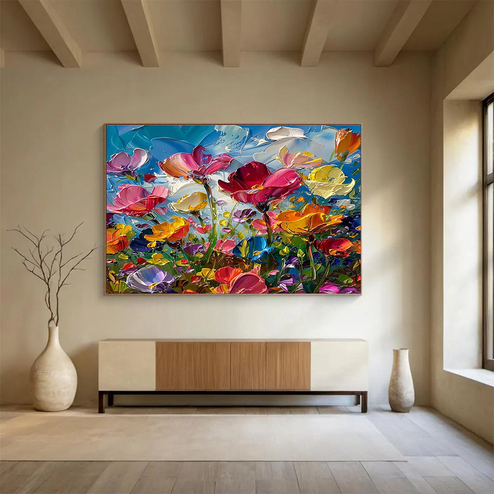 Grandiose Original Hand - Crafted Textured Abstract Mural for Immersive Environments DKH794