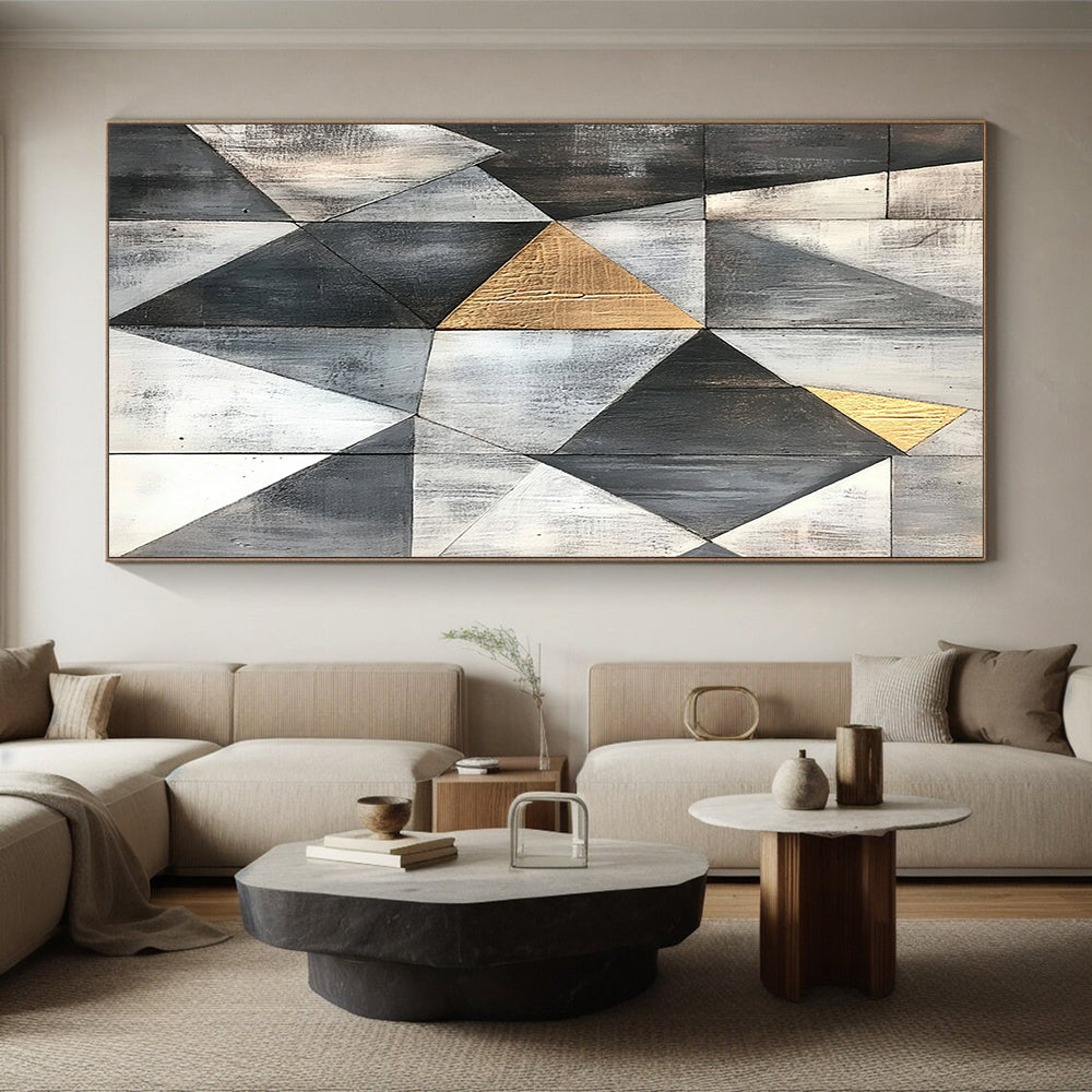 Black, White, Gold, Dynamic Cross "Gilded Crossroads" Abstract Expressionist Painting On Canvas HB119