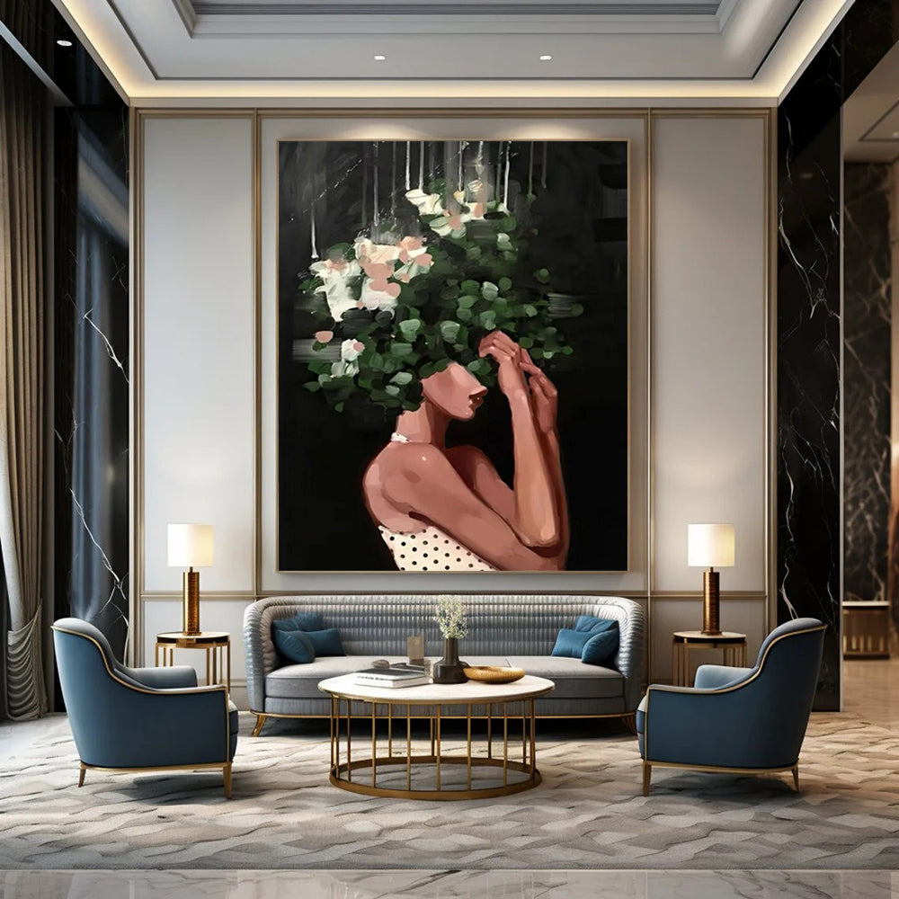 Handmade Big-Scale Abstract Art: Textured Details for Hotel & Entryway DTP323