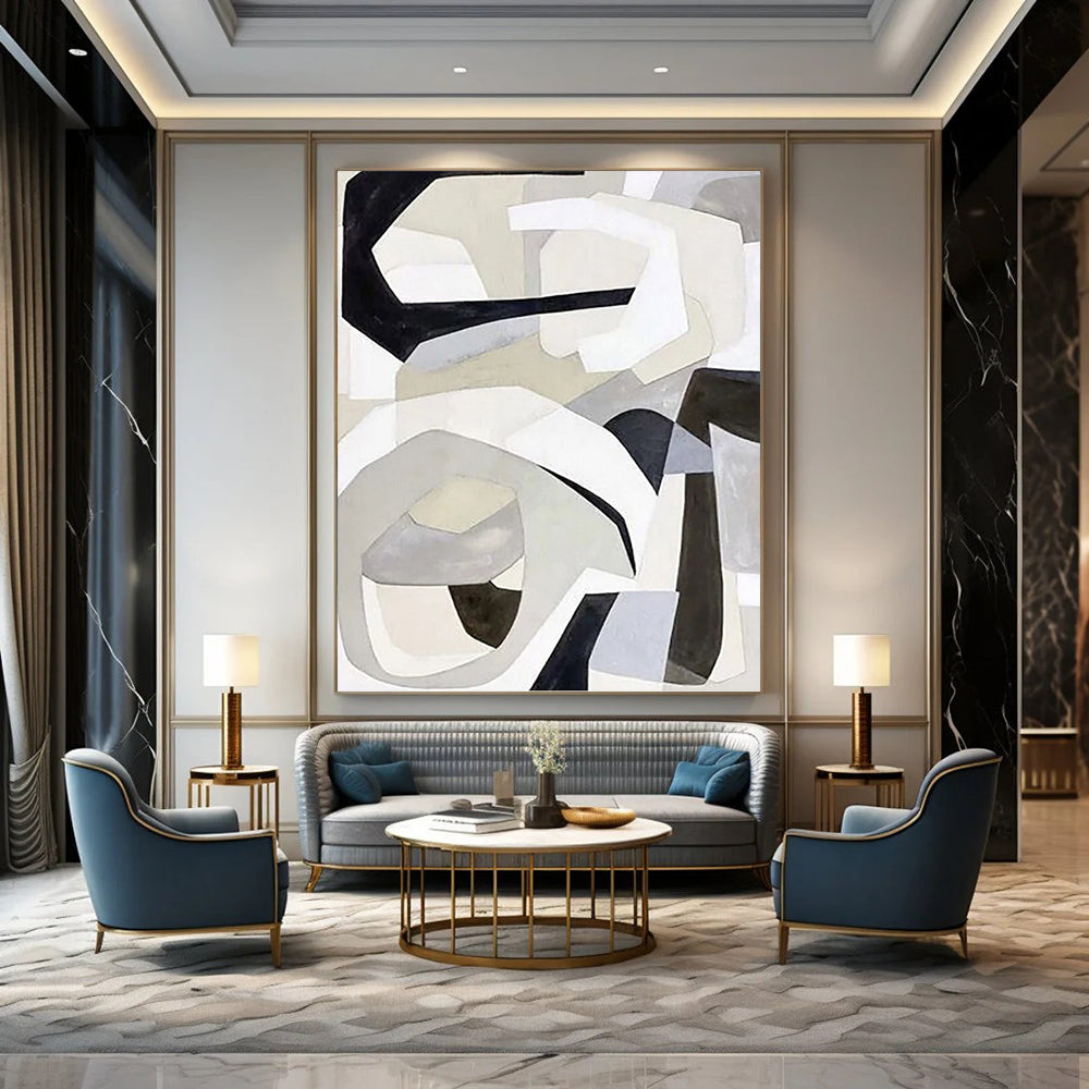 Creatively Curated Hand - Painted Textured Canvas Mural for Bar & Hotel Lobby DKH1141