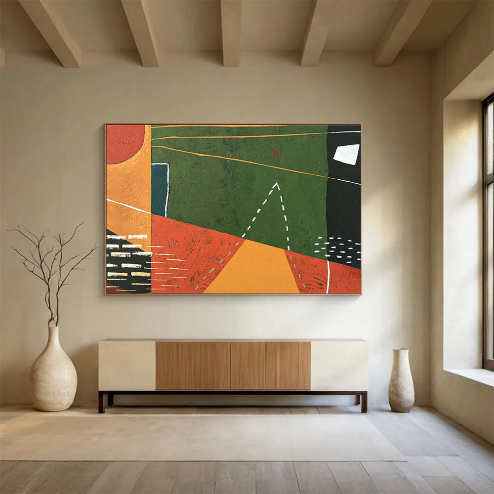 Oversized Hand - Painted Abstract Wall Decor for Hallway & Living Room DKH558