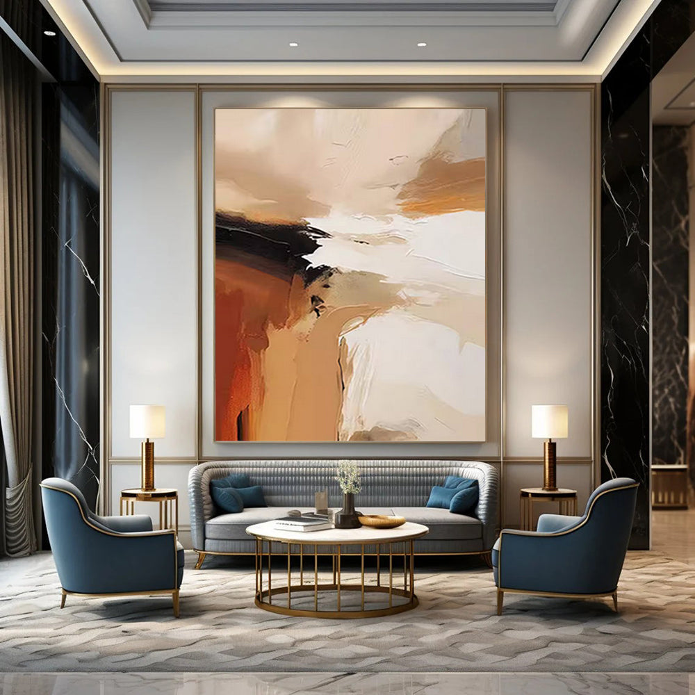 Alluringly Grand Hand - Painted Textured Abstract Painting for Retail Store & Showroom DKH1243
