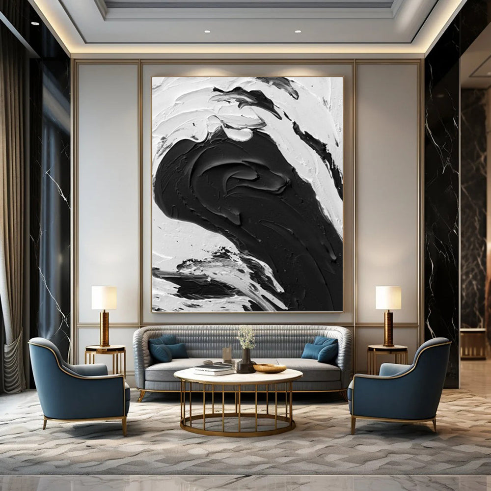 Vertical Hand - Painted Large Abstract Custom Work for Dining Room and Office DKH1679