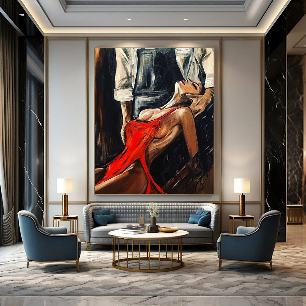 Immense Vertical Hand - Painted Custom Abstract Treasure (with Quilted Textures) for Bar and Hotel DKH1611